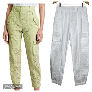 Derek Lam 10 Crosby‎ Utility Pants Mila Eyelet White Floral 4